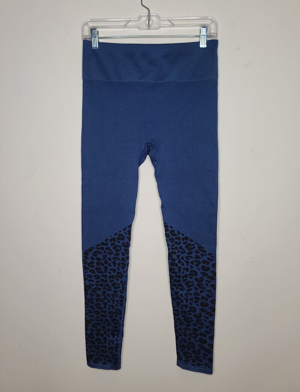 Fabletics blue leggings with leopard print legs - medium